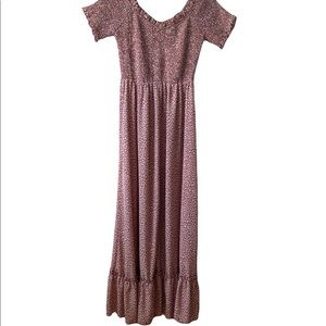 Polka Dot Boho Off Shoulder Split Maxi Dress